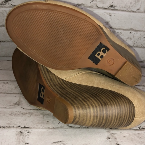 Born In California Vegan Leather open-toe Tan Sz 6 Bootie - Picture 5 of 6